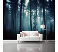Papel Pintado Fantasíaazul Niebla Bosque 3D Panorámico No Tejido - Fotomurales Decorativos Para Salón Dormitorio Y Oficina - Diseño Moderno Pared Del Hogar