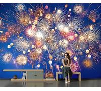 Papel Pintado Festivales Realistas 200 × 140 cm Fotomurales Para Pared 3D, Fuegos Artificiales En El Cielo Nocturno Papel Tapiz Pintado - Pared Moderna,Oro Murales Fotográficos Decorativos