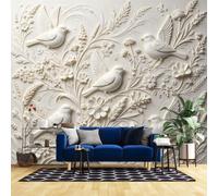 Papel Pintado Floral Con Pájaros De 120X84 Pulgadas Diseño De Ramas Botánicas En 3D Para Paredes Mural Rústico De Flores Silvestres Y Hierba De Trigo Decoración Para El Hogar Dormitorios Y Sala