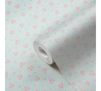 Papel Pintado Floral En Estilo Shabby Chic - Azul, Rosa, Blanco