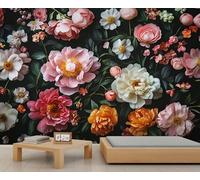 Papel pintado floral, mural de flores de primavera, papel pintado estético de flores para dormitorio, decoración de pared floral, 150 x 105 cm (no se despega)