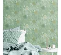 Papel pintado floral verde y blanco - Livingwalls House of Turnowsky 389004 - Papel pintado floral no tejido, 10,05 m x 0,53 m, fabricado en Alemania