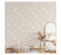 Papel Pintado Flores Opciones de instalación duales película pared floral tono neutro for pelar y pegar for renovación paredes interiores(Tradition Un-paste)