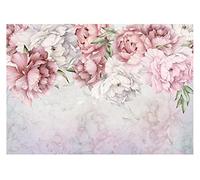 Papel Pintado Flores Peonías Romántica Salón Dormitorio - Incluye Pegamento - Fotomurales Pared Tejido No Tejido Decorativos Murales Fotográfico Moderno Decoración de Paredes (312x219 cm)