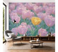 Papel Pintado Flores Primavera Campo Tulipanes Rosas Salón Dormitorio 250 × 175 Cm - Colorete En Polvo - Fotomurales Pared Decorativos Murales Fotográfico