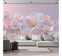 Papel Pintado Flores Románticas Realistas 450 × 315 Cm Fotomurales Para Pared 3D, Pétalos Flores Rosas Papel Tapiz Pintado En Tejido De Seda - Rubor En Polvo Murales Fotográficos Decorativos