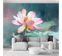 Papel pintado fotográfico 350 x 256 cm, diseño de lluvia de loto chino, efecto 3D, papel pintado panorámico, póster fotográfico no tejido, decoración de pared para salón, habitación de los niños