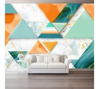 Papel pintado fotográfico 350 x 256(WxH) - Mural decorativo de tejido no tejido Multicolor para sala de estar, papel tapiz Estilo geométrico gráfico abstracto para del hogar dormitorio cocina