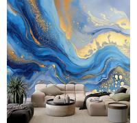 Papel pintado fotográfico 3D abstracto elegante y moderno mármol arte 250 x 175 cm papel pintado no tejido mural fotomurales de pared azul papel pintado pared dormitorio salón TV fondo pared moderno