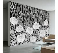 Papel pintado fotográfico 3D con rayas de cebra, rosa, 300 x 210 cm, papel pintado fotográfico no tejido, con estampado de animales, para dormitorio, estudio, sala de juegos, guardería, decoración de