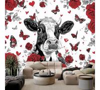 Papel pintado fotográfico 3D con rosas de vaca de animales, 400 x 280 cm, mural de pared con temática del día de San Valentín, moderno, para sala de estar, TV, sofá, hotel, murales