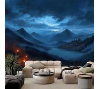 Papel pintado fotográfico 3D con vistas nocturnas de montañas y lagos, papel pintado fotográfico no tejido, para dormitorio, sala de estar, habitación de los niños, decoración de pared, 200 x 140 cm
