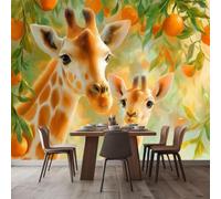Papel pintado fotográfico 3D de animales fantásticos, naranjas, jirafas y amarillo, decoración de pared no tejida para dormitorio, sala de estar, fondo de sofá, pegatinas de 300 cm x 210 cm - Cuadro s