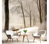 Papel pintado fotográfico 3D de bosque invernal, mural de pared con paisaje de lago para dormitorio, papel pintado beige, mural de pared para oficina, papel pintado fotográfico para habitación infanti