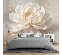 Papel Pintado Fotográfico 3D De Peonías Blancas Crema De 150 × 105 Cm Mural De Pared No Tejido Con Impresión Artística Póster Grande Imagen Moderna De Flores Naturaleza Decoración Botánica D