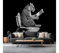 Papel pintado fotográfico 3D efecto animal tigre 250 x 175 cm fieltro decoración de pared hiperrealista mural mural 3D panorámico póster dormitorio sala de estar habitación infantil