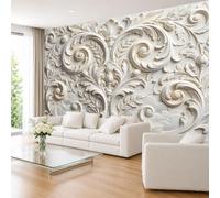 Papel Pintado Fotográfico 3D Estilo Barroco De 150 × 105 Cm con Relieve De Enredaderas Frondosas Murales No Tejidos Arte De Pared Papel Pintado Fotográfico Grande para Sala De Estar Dormitorio Co