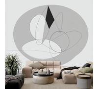 Papel pintado fotográfico 3D geométrico en blanco y negro con triángulos círculos, mural no tejido, dibujo lineal, decoración de sala de estar, dormitorio, 250 x 175 cm, mural fotográfico para sala de