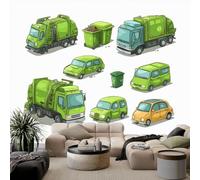 Papel pintado fotográfico 3D minimalista con dibujos animados de coche verde 300 x 210 cm, papel pintado no tejido, papel pintado fotográfico blanco para dormitorio, salón, TV, fondo de pared, moderno