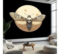 Papel pintado fotográfico 3D no tejido estilo celestial luna polilla de la calavera negro 300 x 210 cm (ancho x alto) panorámico mural para niñas niños dormitorio decoración de pared efecto 3D