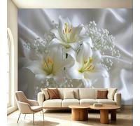 Papel pintado fotográfico Art Deco con diseño de lirios y pétalos de flores, efecto 3D, decoración de pared, 300 x 210 cm, papel pintado fotográfico XL, moderno, para salón, dormitorio, habitación