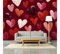 Papel pintado fotográfico artístico 3D con corazón rojo, no tejido, temática romántica, decoración de pared para sala de estar, dormitorio, 450 x 280 cm, mural fotográfico para sala de estar, sofá, TV