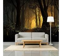 Papel pintado fotográfico artístico 3D de dibujos animados del bosque con luciérnagas, mural de pared no tejido, decoración de anime, para sala de estar, dormitorio, 500 x 280 cm, mural fotográfico