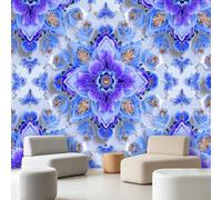 Papel pintado fotográfico bohemio étnico exótico, 300 x 210 cm (ancho x alto) - Impresión artística no tejida de alta calidad, póster decorativo moderno, diseño geométrico de mandala, diamantes