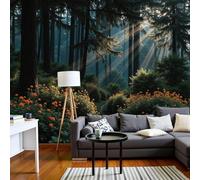 Papel pintado fotográfico Bosque misterioso Lago Animales fantásticos Decoración de pared Cuadro de pared Papel pintado moderno Gris No tejido para sala de estar Dormitorio Infantil, 430cmx300cm