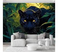 Papel pintado fotográfico botánica tropical, 300 x 210 cm, diseño de leopardo de la selva, papel pintado de pared, color verde musgo, diseño moderno, decoración para dormitorio, salón, oficina
