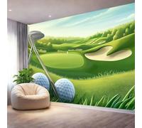 Papel Pintado Fotográfico Caricatura Campo De Golf, 400 x 280 cm mural decoración para Salón Dormitorio Comedor - Verde Patrón Papel Pintado no tejido(Not Peel And Stick)
