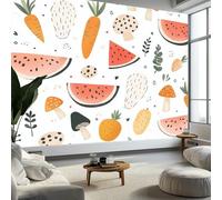 Papel pintado fotográfico colorido de 200 x 140 cm (ancho x alto), acuarela, alimentos, frutas, verduras, decoración de pared, póster para sala de estar, dormitorio, oficina y habitación de los niños