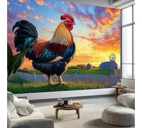 Papel pintado fotográfico colorido de 350 x 256 cm de alto, no tejido, de alta calidad, estilo granja, granero de gallo, impresión artística de vellón, papel pintado para decoración, póster moderno