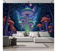 Papel Pintado Fotográfico Con Cielo Nocturno Bosque De Hongos, Impresión Paisaje Psicodélico Para Pared, Póster Decorativo Turquesa Efecto 3D Para Cafetería Restaurante Hotel Temático, 450X315Cm