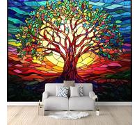 Papel pintado fotográfico con diseño de árbol de vida, 300 x 210 cm, no tejido, de forro polar, multicolor, para dormitorio, comedor, cocina, sala de estar, póster decorativo