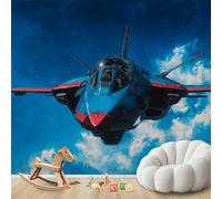 Papel pintado fotográfico con diseño de avión de combate en el cielo, ideal para decoración de salas de estar, dormitorios y habitaciones infantiles. Tamaño: 150 cm x 105 cm. Adhesivo de pared - Fondo