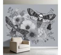 Papel pintado fotográfico con diseño de calavera y polilla, 450 x 315 cm, no tejido, para dormitorio de estudio alternativo, papel pintado de estilo gótico para decoración de pared