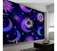 Papel pintado fotográfico con diseño de luna morada, diseño de cuerpo celestial, moderno, no tejido, para sala de estar o dormitorio infantil, 450 x 315 cm (ancho x alto)