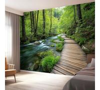 Papel pintado fotográfico con diseño de selva, diseño de río, musgo, árboles, efecto 3D, decoración de pared, 200 x 140 cm, papel pintado fotográfico moderno para salón, dormitorio, habitación