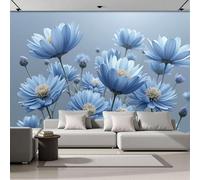 Papel Pintado Fotográfico Con Efecto 3D Amapola Azul, Estilo Pintura Al Óleo Ensueño, 150 × 105 Cm Mural Panorámico, Tapiz De Pared Grande, Decorativo Para Dormitorio,Índigo