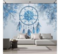 Papel Pintado Fotográfico con Efecto 3D Cristal Atrapasueños, Pintura de Acuarela Onírico, 450Anx315Al cm Mural Panorámico, Tapiz de Pared Grande, Dormitorio Respetuoso Decorativo