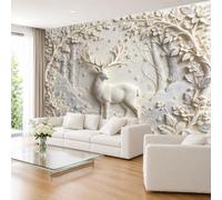 Papel Pintado Fotográfico con Efecto 3D De Ciervos Sika Moteados En El Bosque Mural De Pared De 300 × 210 cm (Ancho X Alto). Papel Pintado Fotográfico No Tejido De Primera Calidad para Decoració