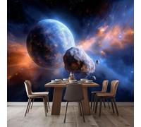 Papel pintado fotográfico con efecto 3D del universo de ciencia ficción, planetas espaciales azules, papel pintado no tejido para salón, dormitorio, fondo de TV, 200 cm x 140 cm. Pegatinas - Cuadro si