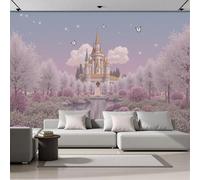 Papel Pintado Fotográfico Con Efecto 3D Flores De Plantas Rosadas, Jardín Del Castillo De Los Sueños, 150 × 105 Cm Mural Panorámico, Tapiz De Pared Grande, Decorativo Para Dormitorio,Rubor En Polvo