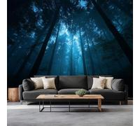 Papel pintado fotográfico con luz de luna y bosque nocturno, fotografía natural, papel pintado no tejido, papel pintado moderno, pared, dormitorio, salón, 300 x 210 cm