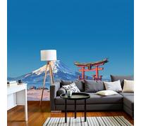 Papel Pintado Fotográfico Con Puerta Torii Japonesa Monte Fuji, Impresión Vista Natural Para Pared, Póster Decorativo Azul Cielo Efecto 3D Para Cafetería Restaurante Hotel Temático, 200X140Cm