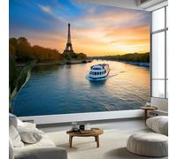 Papel pintado fotográfico con vista al lago de la Torre Eiffel, 200 x 140 cm, no tejido, de alta calidad, para dormitorio, comedor, cocina, sala de estar, póster decorativo