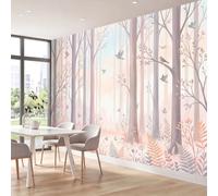 Papel pintado fotográfico de 350 x 256 cm, diseño minimalista de bosque y troncos de árboles y sombras