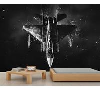 Papel pintado fotográfico de avión de 150 x 105 cm, mural vintage para niños, papel pintado grande para sala de estar, decoración de pared de avión (no se pega y pega)