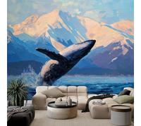 Papel pintado fotográfico de ballena animal, 400 x 280 cm, papel pintado fotográfico no tejido, pintura al óleo para sala de estar, TV, sofá, mural, hotel, pasillo, fondo, pósteres
